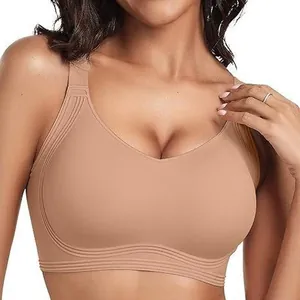 Women Seamless Wireless Bra Push Up Comfortable Breathable Plus Size Wide Shoulder Straps Everyday Lingerie Top