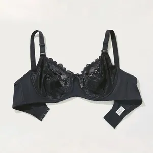 Elegant black lace plus size bra featuring full coverage cups and adjustable straps
