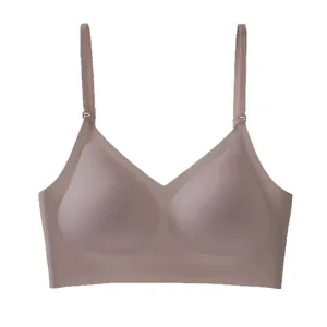 Seamless thin U-shaped backless bra with adjustable straps in nude color, invisible style.