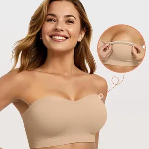Reggiseno a fascia push-up senza spalline da donna con dettaglio antiscivolo in silicone