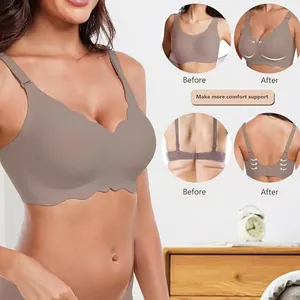 Seamless jelly wave wireless bra showing lift effect and back smoothing feature detail
