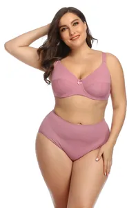 Elegante conjunto de lencería de talla grande con sujetador de copa completa y braga