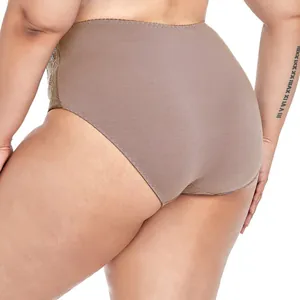 Vue détaillée de l'arrière de culottes en coton grande taille avec de la dentelle