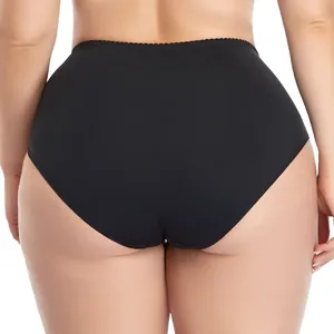 Vue arrière d'une culotte noire sans couture taille moyenne confortable grande taille