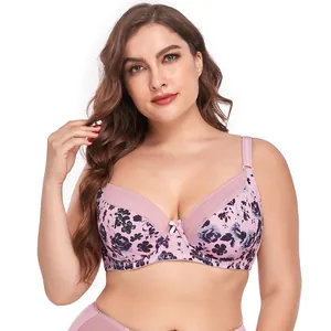 Close-up of elegant floral print bra with delicate lace trim on semi-sheer cups