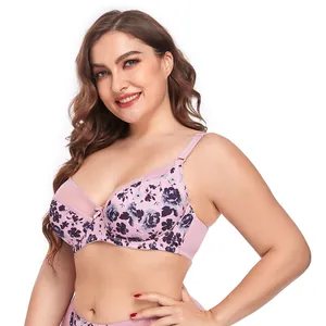 Close-up of sexy lace floral printed bra featuring ultra-thin cups for a comfortable fit.