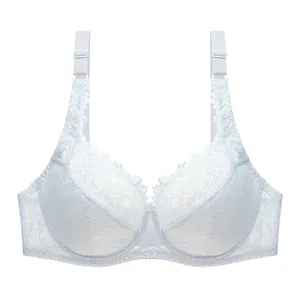 Eleganter weißer Spitzen-Push-up-BH mit atmungsaktivem floralem Stickerei-Detail