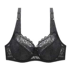 Detailansicht des aufwendigen schwarzen Blumenmusters auf diesem eleganten Damen-BH