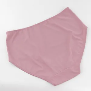 Bragas de algodón rosa sin costuras de talle alto y talla grande para mujer, vista plana.