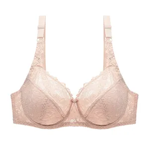 Elegantes Spitzen-BH-Detail in Nude mit Stickerei und atmungsaktivem Stoff.