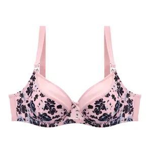 Women's Sexy Lace Floral Printed Minimizer Bra Ultra-thin Full Cup Lingerie Plus Size Nylon Spandex Underwear Top