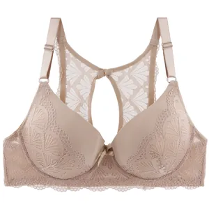 Detailed view of the delicate lace patterns and Y-back beauty back design