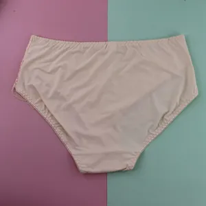 Culotte sans couture pêche douce à taille moyenne avec bord en dentelle