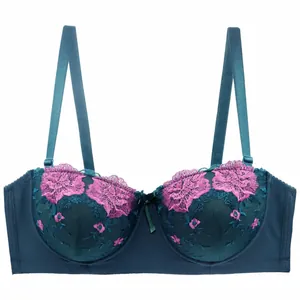 Soutien-gorge Sexy Style Français avec Broderie Florale pour Femmes Push Up Grande Taille Lingerie Correctrice en Dentelle