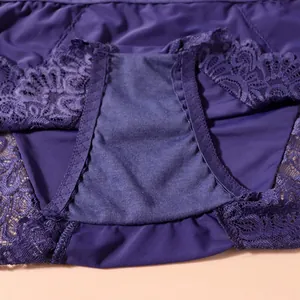 Detailed close-up showing the cotton crotch and lace texture of high-waist panties
