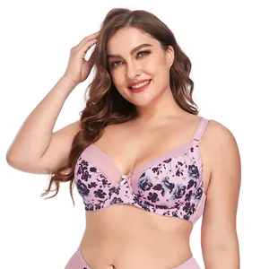 Sexy plus-size floral print lace bra for women featuring ultra-thin cups and comfort design