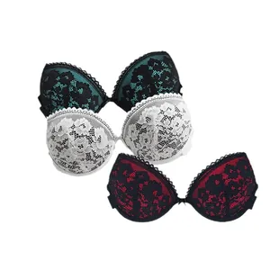 Sexy lace push-up bra set for women featuring floral pattern in multiple colors
