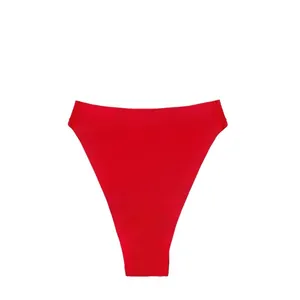 Sexy red seamless thong for women with transparent side straps and high cut design