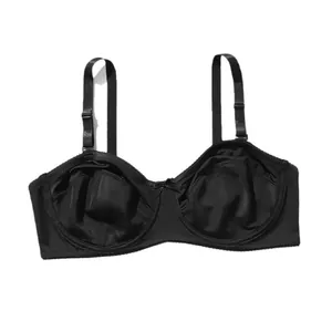 Classic black ultra-thin underwired half-cup bra, breathable and supportive plus size lingerie