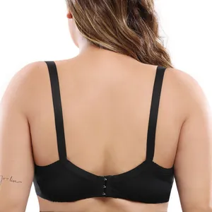 Back view detail of a black plus size full cup bra featuring wide adjustable straps