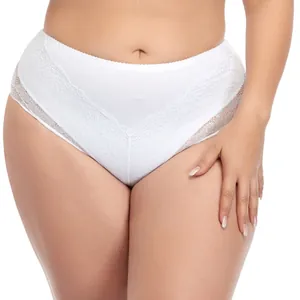 Détail d'une culotte blanche grande taille en dentelle avec un design sans couture confortable