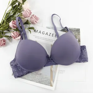 Elegant purple lace bra with bow detail, thin molded cups, and underwire support