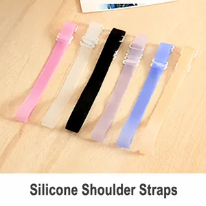 Detailed macro view of various colored and transparent 1.2cm silicone invisible bra straps