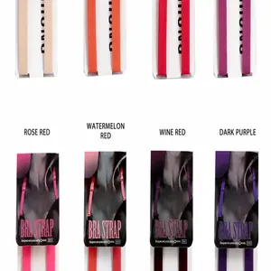 Close-up detail of 1.2cm candy-colored bra straps in several vibrant colors and packs