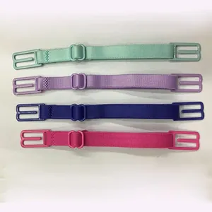 Detailed view of adjustable high-elastic bra straps in four vibrant colors