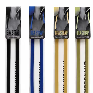 Detail view of 1.2cm colorful bra straps in black, blue, yellow, and green shades