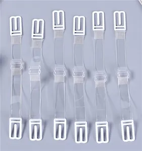 Clear adjustable elastic bra straps with white plastic hooks for women lingerie