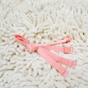Adjustable 1.0cm pink candy color bra straps made of soft cloth elastic fabric