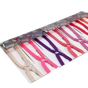Multi-colored 1.2cm wide elastic bra straps with cross back design and ring connector.