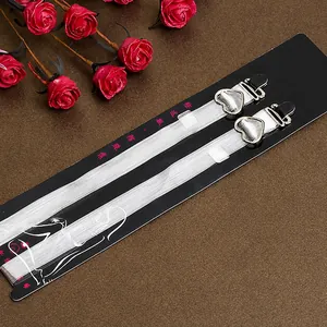 Adjustable transparent striped bra straps featuring stylish heart-shaped metal buckles