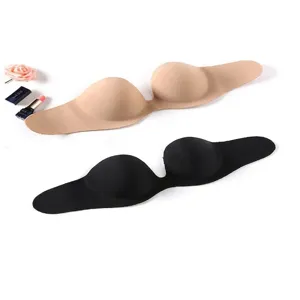 U-vormige push-up bh met diepe halslijn en blote rug, stijl 0012, huidskleur en zwart