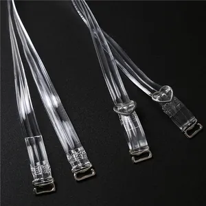 Transparent 1.0cm invisible bra straps featuring heart-shaped metal buckles and non-slip texture