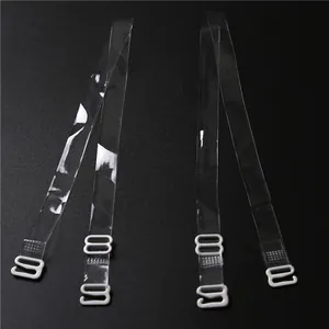 1.0cm wide transparent invisible bra straps with anti-slip seamless design and white hooks