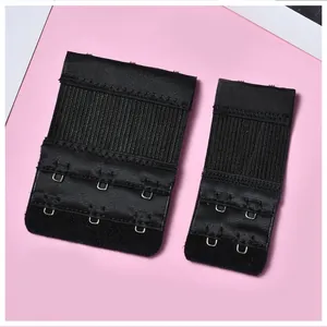Lot de rallonges de soutien-gorge élastiques noires avec 2 et 3 rangées de crochets en acier