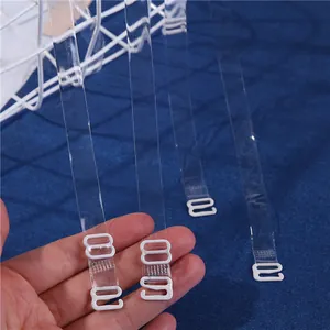 1.0cm invisible transparent bra straps with non-slip white plastic hooks for summer