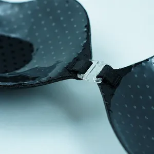 Seamless silicone invisible wing bra with front buckle closure for adhesive lift