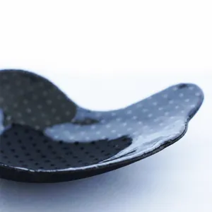 Wing-shaped black silicone adhesive invisible push-up bra insert pad for women's lingerie