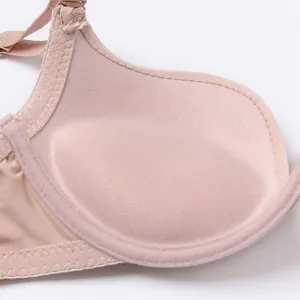 Detail of seamless low-cut push-up bra featuring a 2.5cm thick breathable foam padding