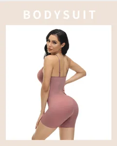 Seamless high elastic mauve bodysuit shapewear shown from side back view for women.