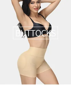 Side view of women's high-waisted breathable mesh tummy control and butt lifting shaper shorts