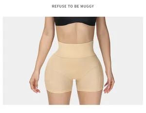 Detail of breathable mesh high waist tummy control butt lifter body shaper shorts