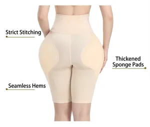 Detail of high-waisted padded shapewear with thickened sponge for hip enhancement.