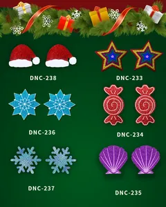 Kollektion festlicher Glitzer-Nippel-Pasties in Weihnachtsmann-Hut-, Stern- und Schneeflockenform.