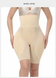 Front view of high waist padded butt lifting tummy control shapewear on a model