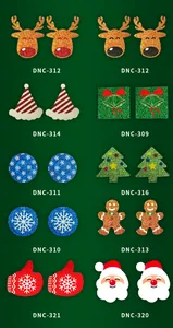 Auswahl an festlichen Weihnachts-Brustaufklebern mit Rentier- und Weihnachtsmann-Motiven