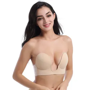 Reggiseno invisibile a U senza cuciture con ali laterali per supporto senza spalline e schiena.